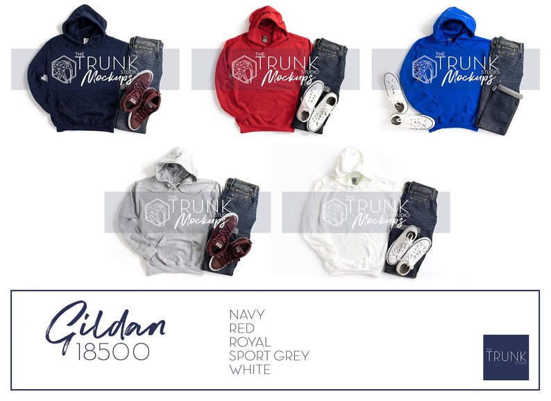 Gildan 18500 Mockup Bundle | 10 Men’s Hoodie Flat Lay JPGs | Download image 3