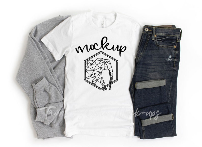 Download White Shirt Mockup White Bella Canvas 3001 Mens T-Shirt ...