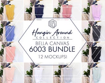 Bella Canvas 6003 Mockup Bundle | 12 Womens Muscle Tank Hanger Set | JPG