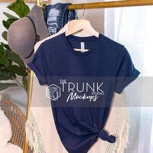 Bella Canvas 3001 Navy Mockup | Womens Hanger Photo | JPG image 1