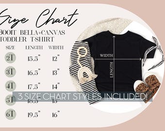 Bella Canvas 3001T Toddler T-Shirt Size Chart | Digital Download