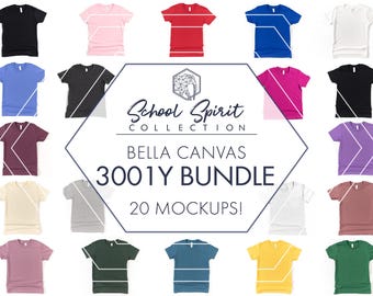 Bella Canvas 3001Y Mockup Bundle | 20 Shirt Only Flat Lay JPGs