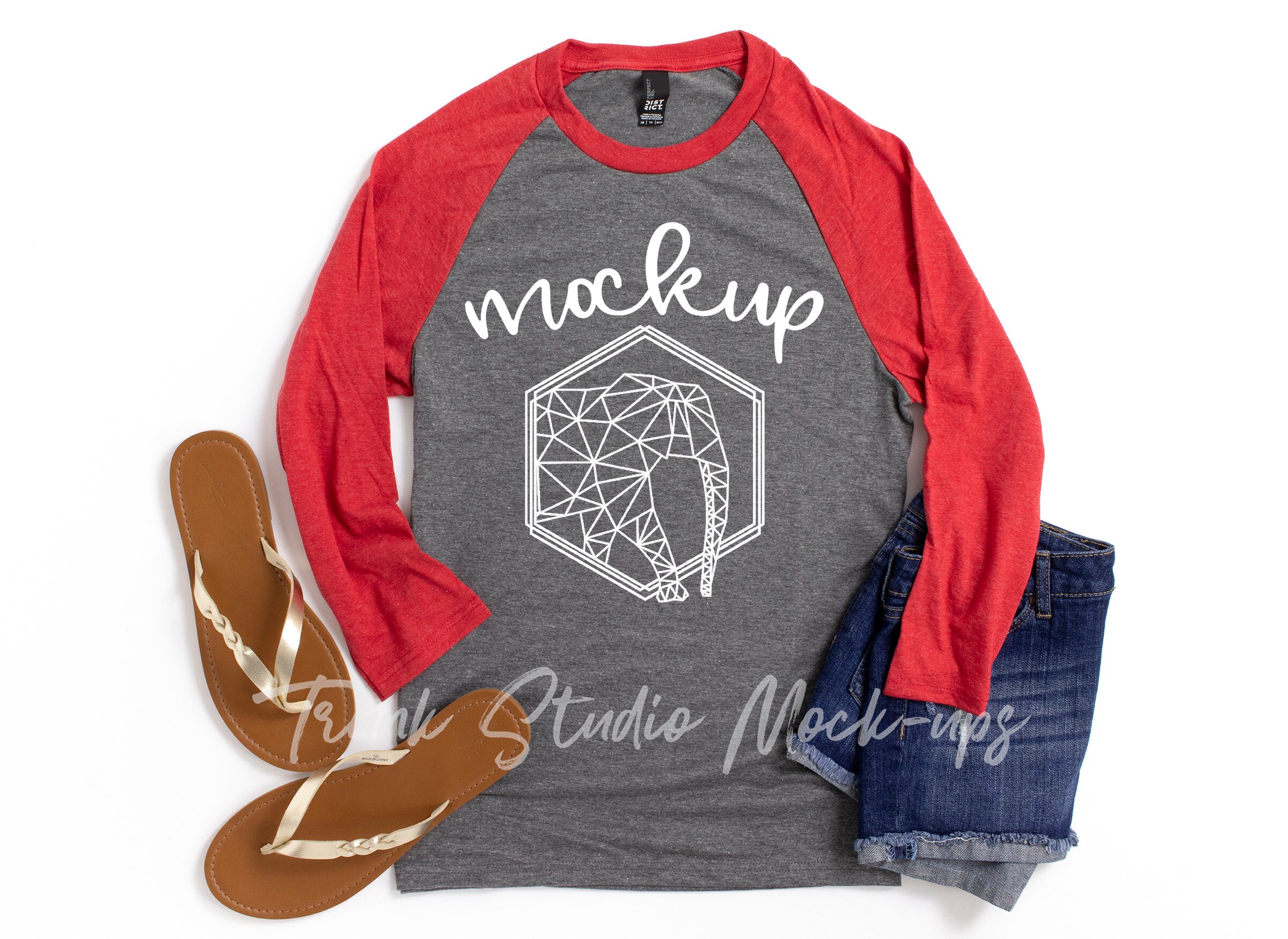 Download Red Grey Raglan DM136 MockUp DM136 Raglan Mockup Womens | Etsy