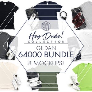 Gildan 64000 Mockup Bündel | 8 Herren T-Shirt flach gelegt | JPG