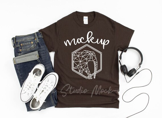 Dark Chocolate 5000 Gildan Mock Up Gildan Shirt Mockup 5000 Etsy