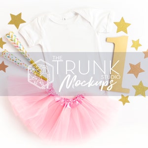 WHITE 100b Mockup, First Birthday Mockup Girl, Bella Canvas 100b Mockup White, Baby Bodysuit Mockup, Bella Canvas 100b Mockup