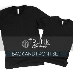 Bella Canvas 3001 & 3001Y Black Mockup | Daddy and Me Shirts Back Front | JPG