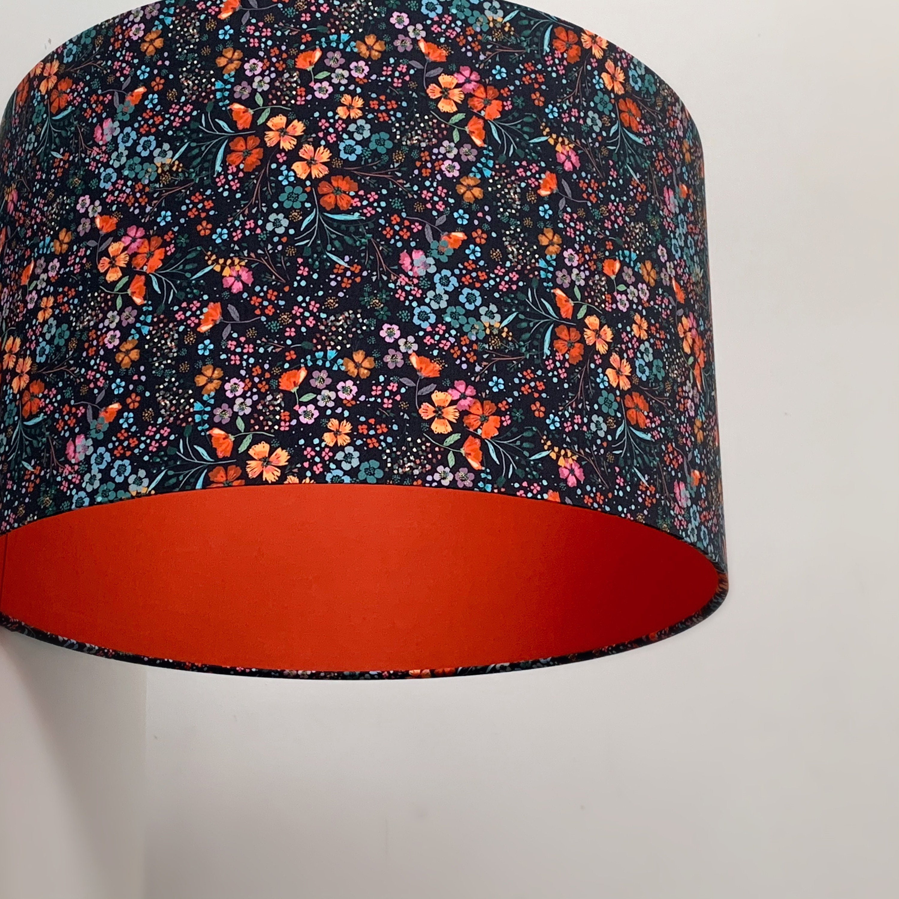 Lampshade Drum Lampshade in Floral Multicoloured Fabric With Etsy