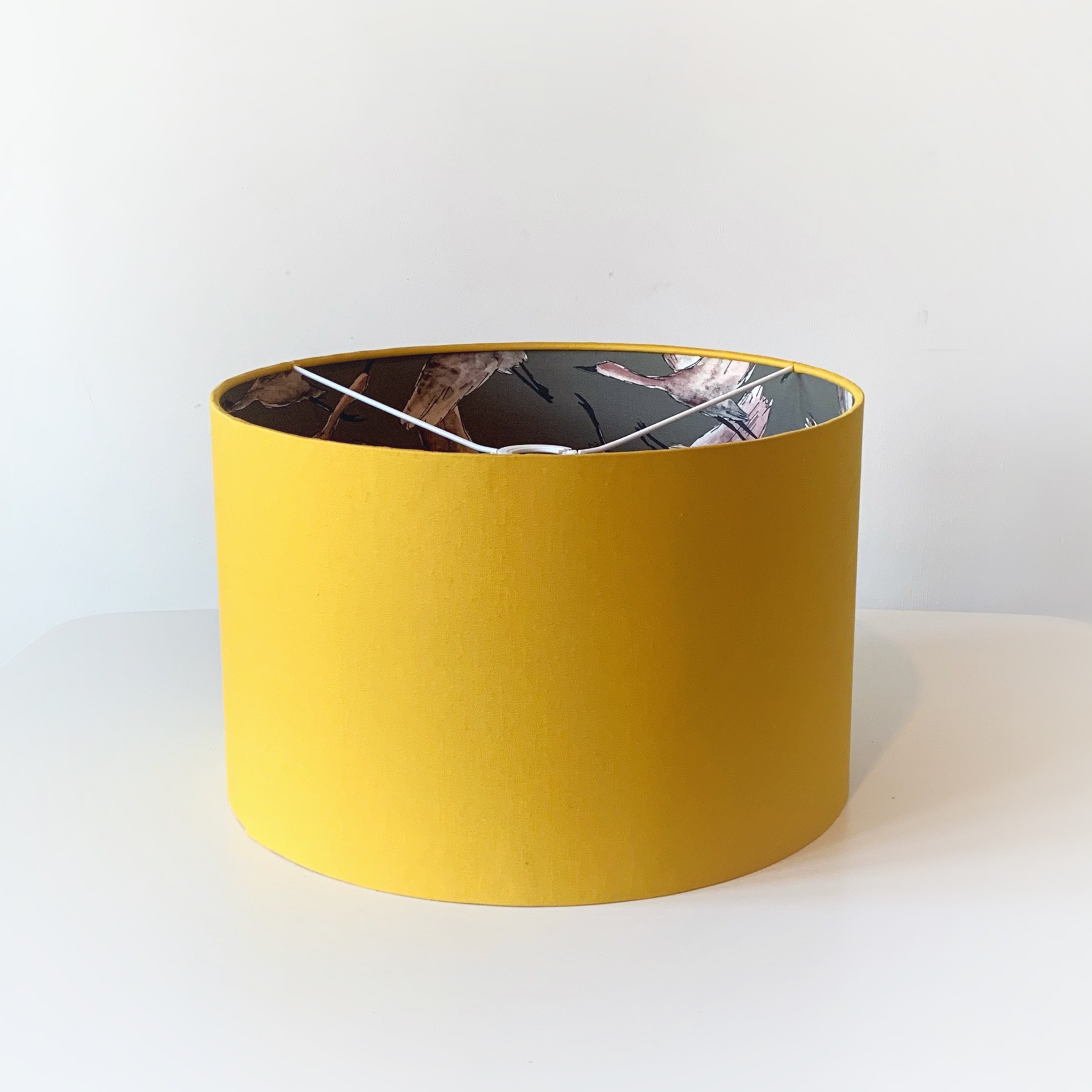 Lampshade Drum Lampshade in Mustard Yellow with Geese Flock Etsy