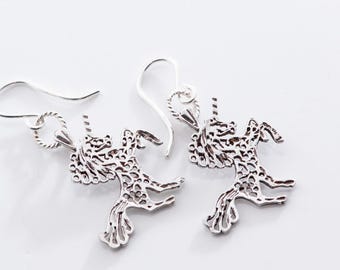 Vintage Unicorn Earrings Sterling Silver | Retro Statement Jewelry Fantasy Gift For Little Girl Horse Earrings Dangle Whimsical Fantasy