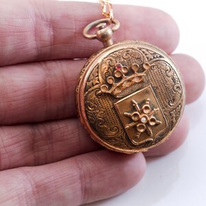 Antique Gold Plated Locket Necklace, Victorian Revival Starburst Pendant, Edwardian Keepsake image 7