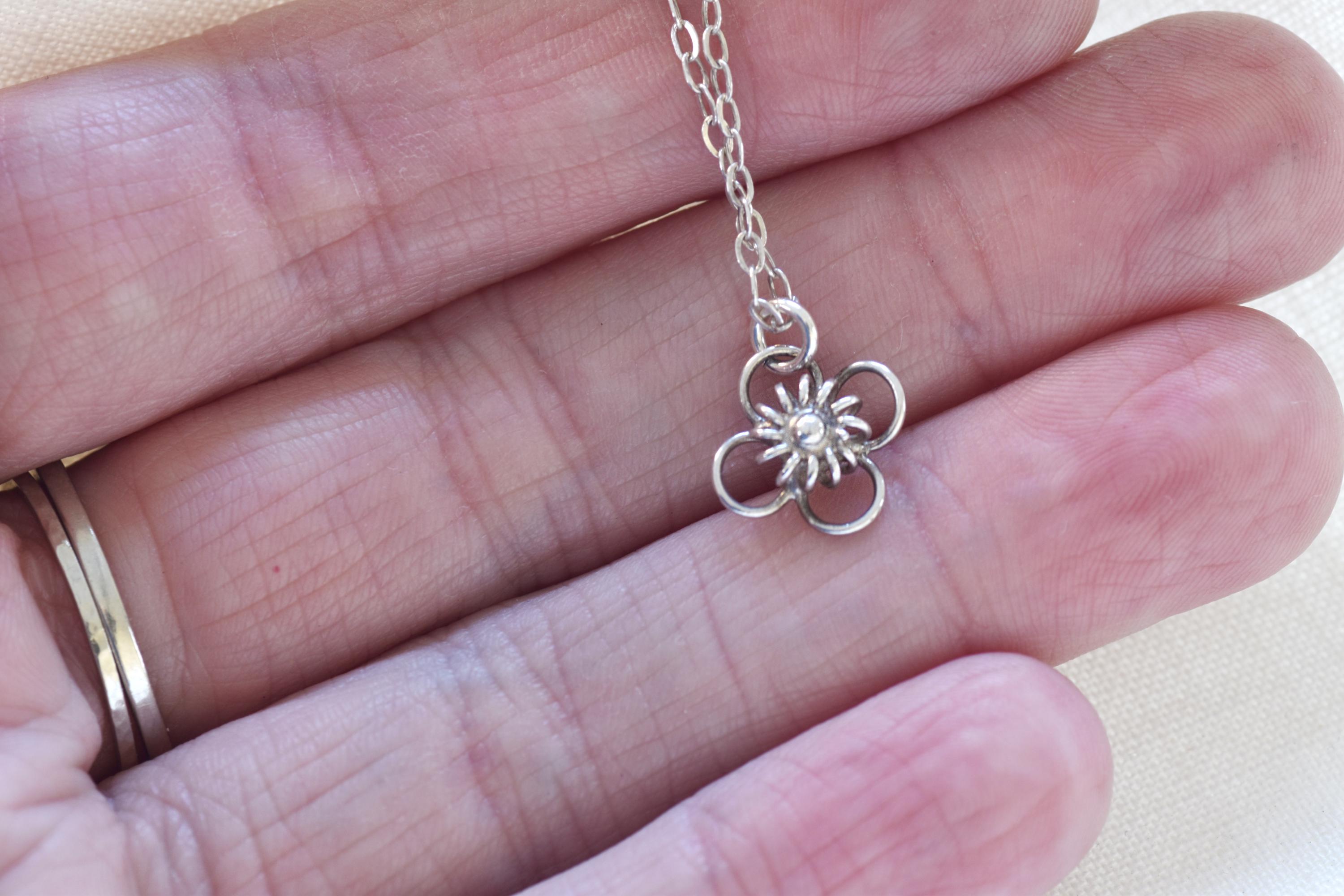 Vintage Sterling Silver Filigree Flower Pendant Necklace - Etsy