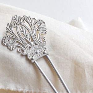 fermoir barrette épingle à cheveux vintage en argent | Clip de succession de fleurs florales en métal argenté
