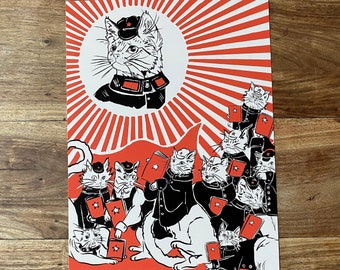 A4 Communist Cat Print - "The Chairman"