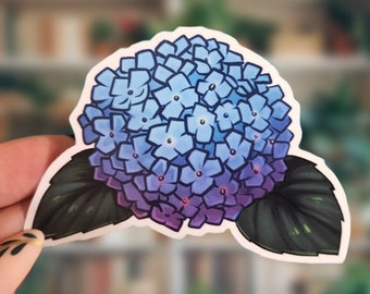 Hydrangea Vinyl Sticker - Floral Stickers, Blue Flowers, Laptop Sticker