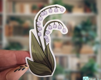 Lily of the Valley Vinyl Sticker - Floral Stickers, White Flowers, Laptop Sticker