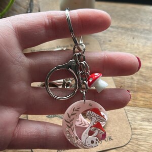 Keyrings, Moon, cottagecore, handmade, Key chains, witchy, , small gifts, whimsical, toadstools, mushroom