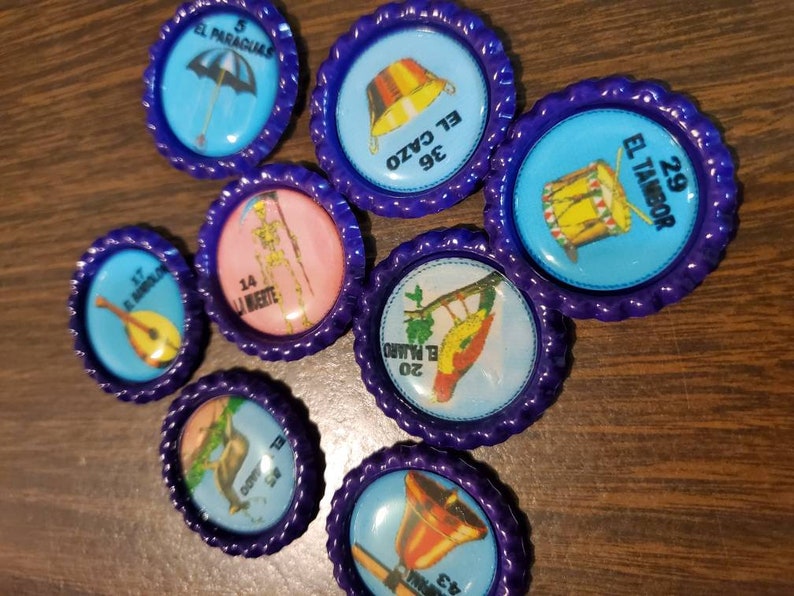 54 don Clemente Loteria Bingo Deck or Chips Purple with epoxy sticker