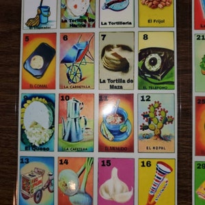 New Loteria Bingo Chalupa Images 10 boards & 64 cards Laminated Handmade Great for Raffle games RIFAS Xmas Navidad christmas fiesta parties
