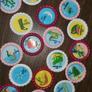54 loteria bottle caps images deck or chips with epoxy stickers on images