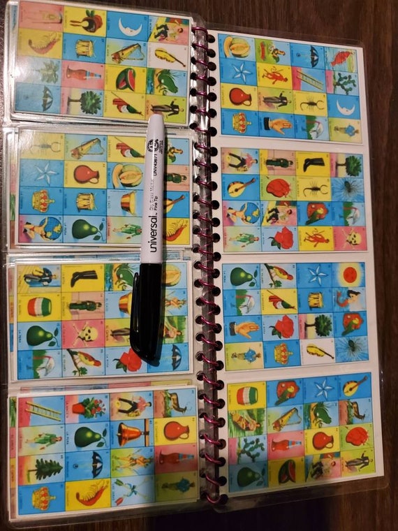 Notebook Mexican Loteria Bingo Chalupa Game:24 Boards  Laminated 