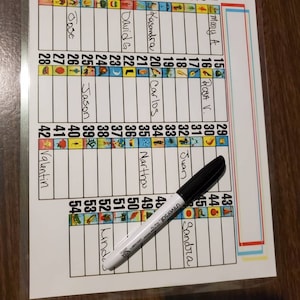 New 1 Laminated Loteria Raffle Note Sheet Bingo Chalupa Numbers and Images and Names Box with 1 Dry Erase Marker