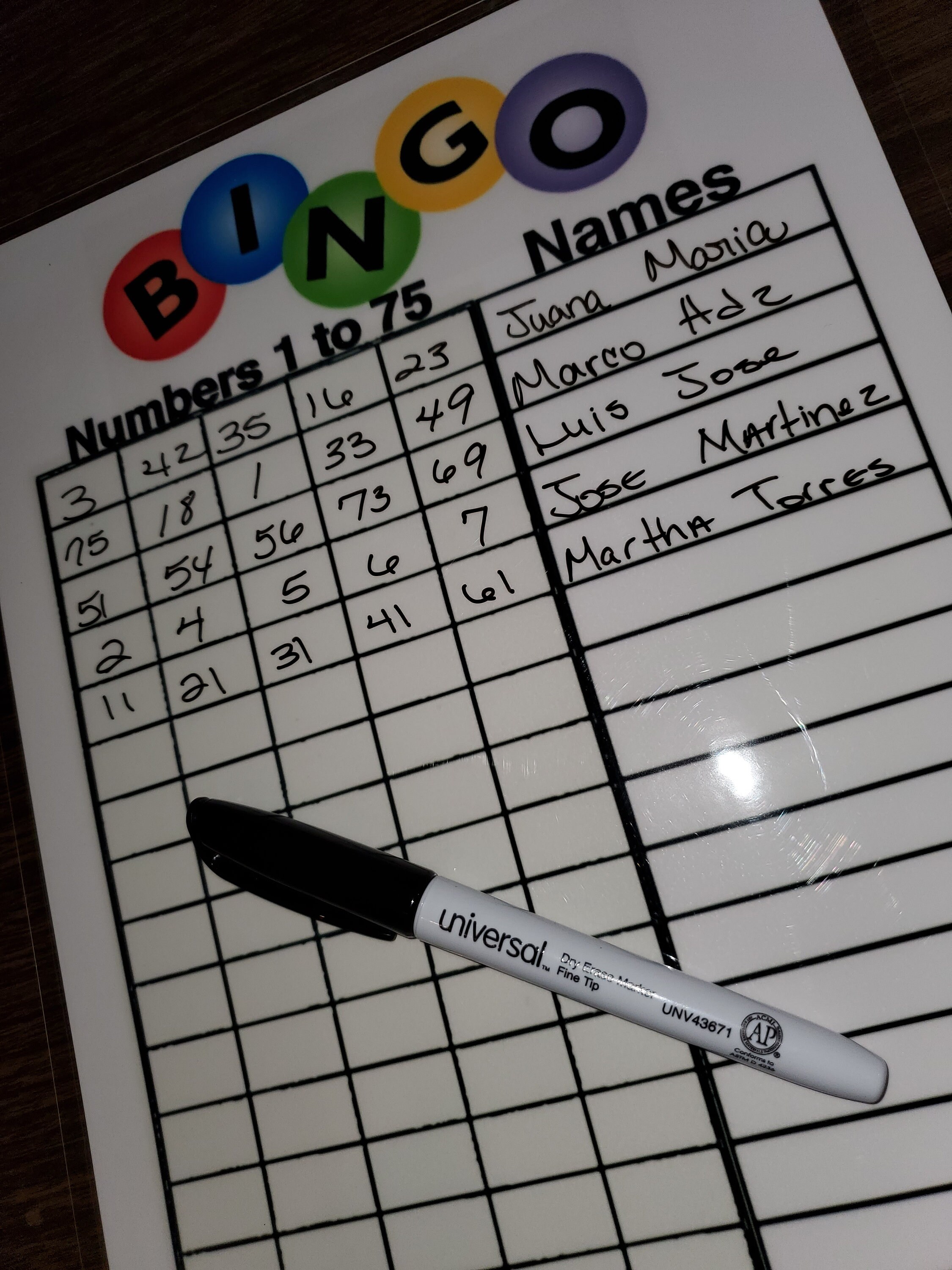 LOTERIA Game Raffle Sheets Laminated Notebook Numbers Name BINGO