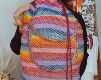 Handwoven Mexican Backpack | Large Colorful Artisan Bag
