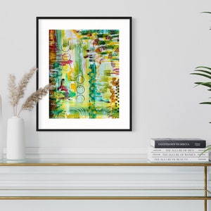 Dipinto originale acrilico su carta, arte colorata per la casa