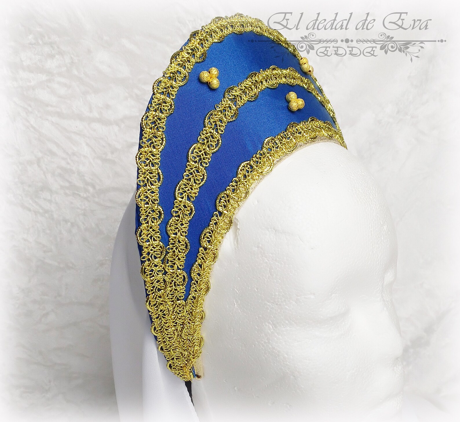 Medieval headband Flat headband Medieval headdress Blue Etsy