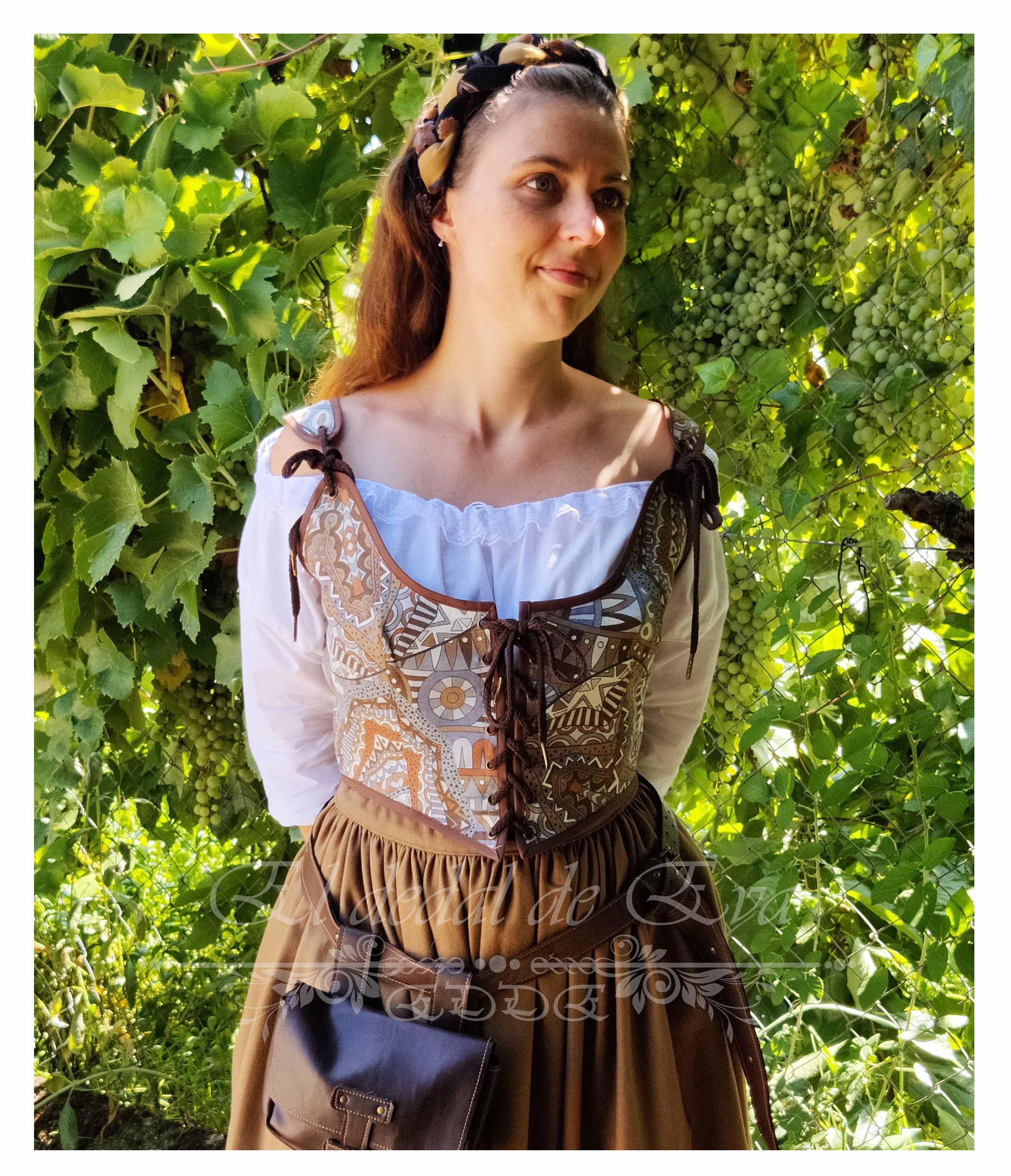 Medieval Bodice With Ethnic Print. Renaissance. 