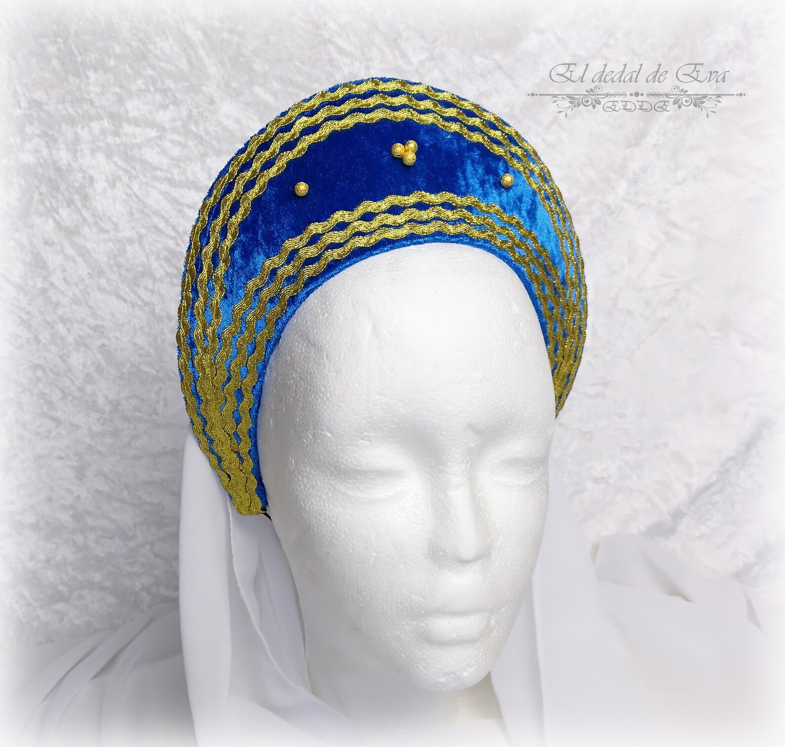 Medieval headband Flat headband Medieval headdress Blue Etsy