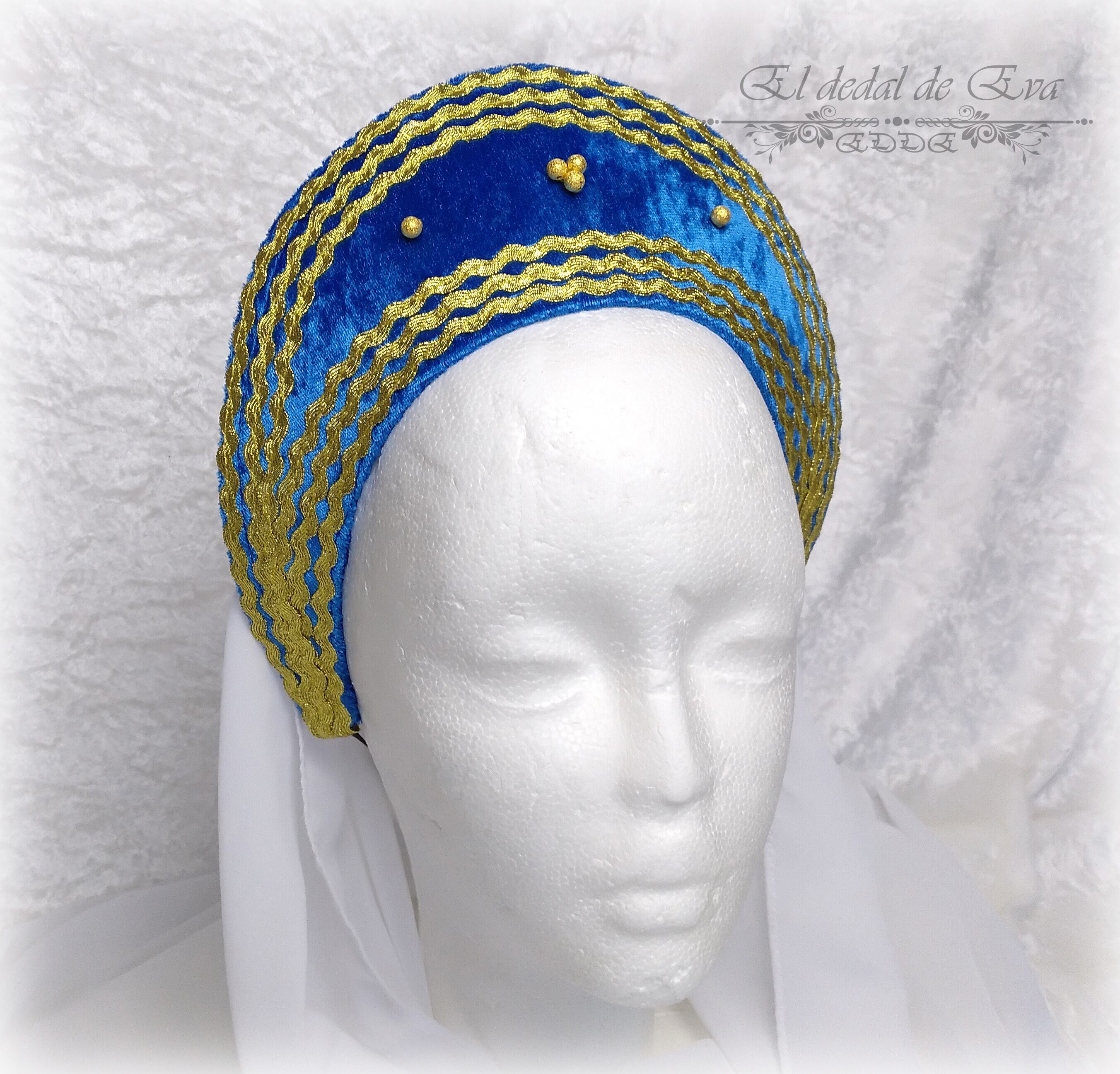 Medieval headband Flat headband Medieval headdress Blue Etsy