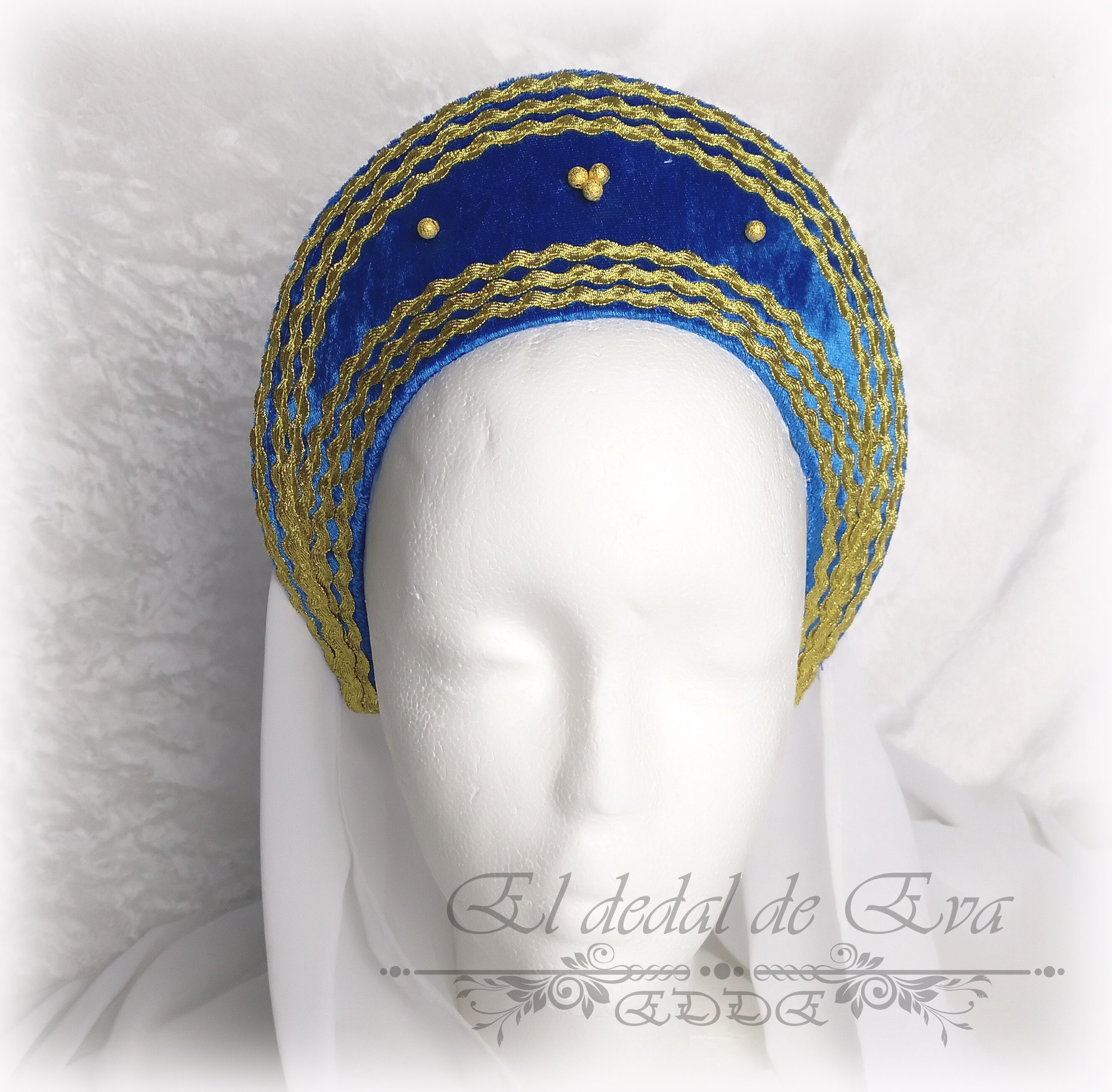 Medieval headband Flat headband Medieval headdress Blue Etsy