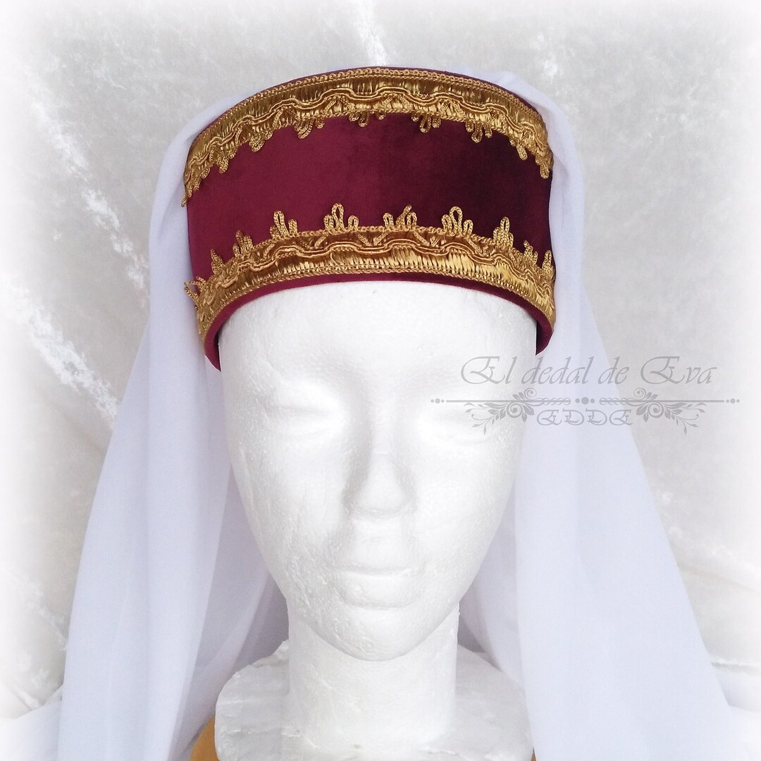 Medieval Burgundy Headdress. Renaissance Headdress. Torque. Headbands