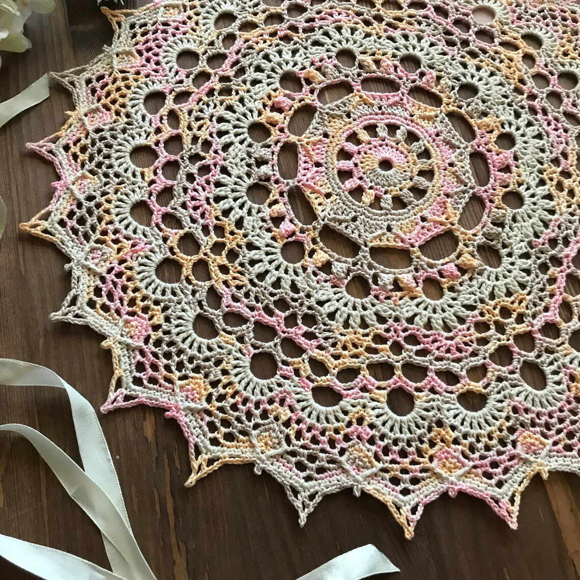 Multicolored doily Crocheted cotton doily Decor Table setting Etsy