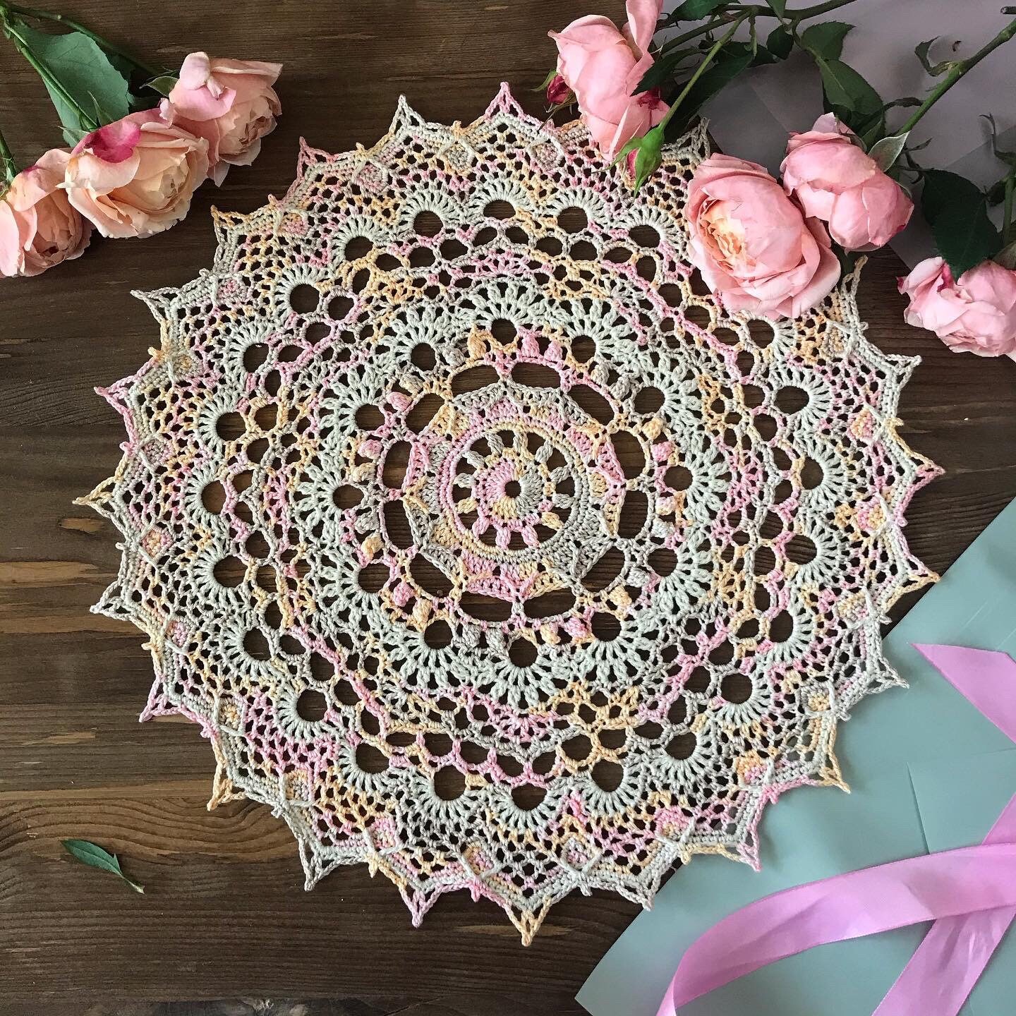 Multicolored doily Crocheted cotton doily Decor Table setting Etsy