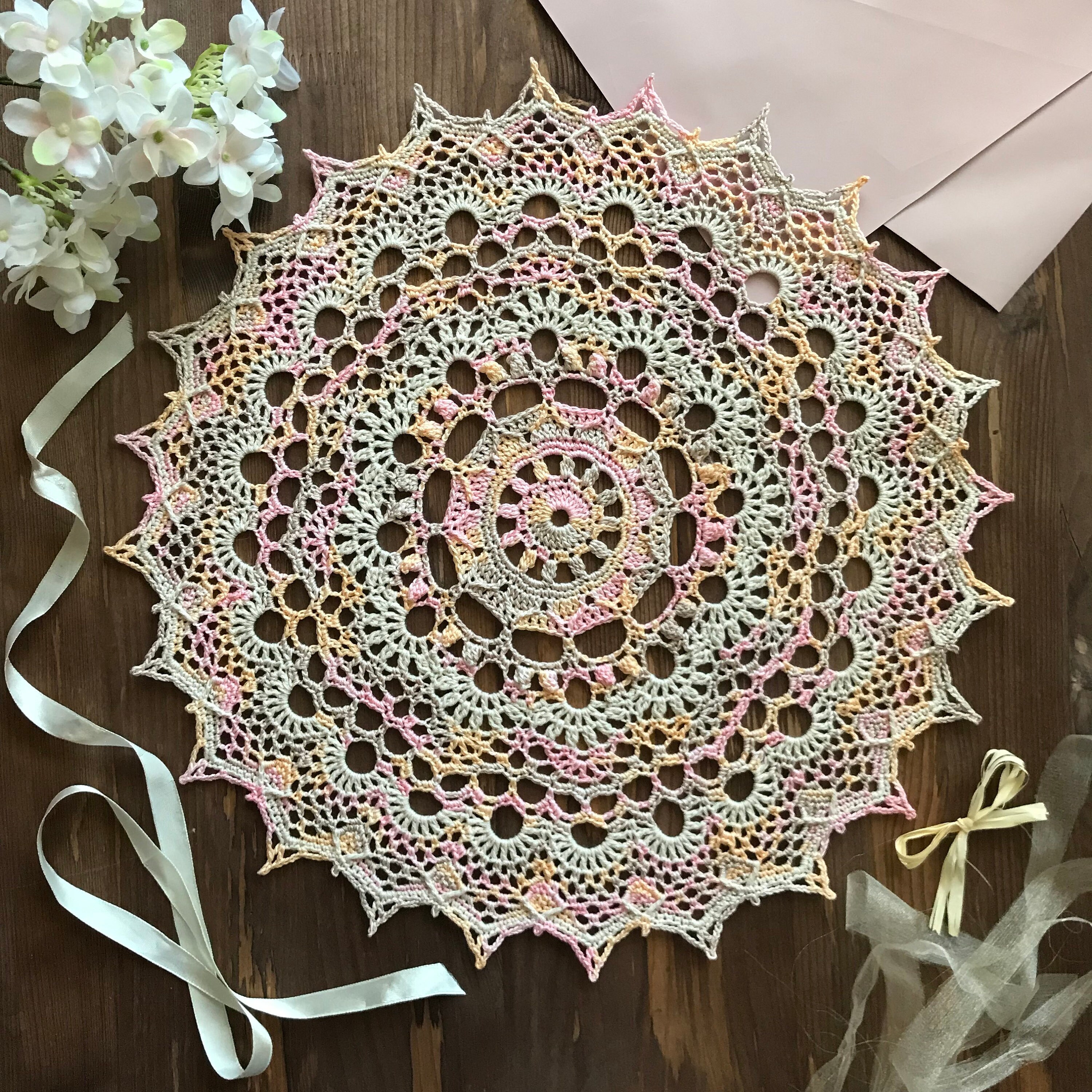 Multicolored doily Crocheted cotton doily Decor Table setting Etsy