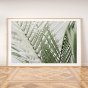 Palm tree leaves print, printable wall art, green fronds, digital wall prints picture, plant poster, nature photography, living room decor