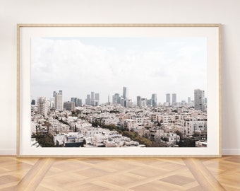 Tel Aviv wall art print tlv skyline wall print rooftops printable wall art Israel landscape decor photography digital download urban poster