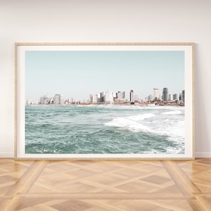 Tel Aviv skyline print, printable wall art, Tel Aviv Israel landscape, digital wall prints picture, sky poster, sea beach photography, decor