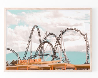 Japan Roller Coaster Print: Fuji Q, Turquoise Sky (Digital Download)