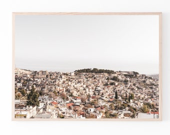Jerusalem Skyline Photo Wall Print: Israel Landscape, Jewish Decor Printable Wall Art Photography