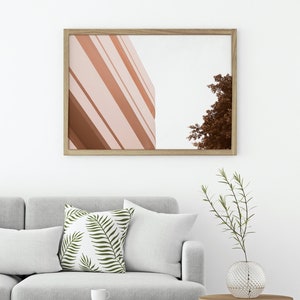 Tel Aviv print, Printable wall art, pink bauhaus building print, architecture, neutral colors, minimalist photography, Israel, modern decor