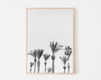 Israel wall art print palm trees wall print Tel Aviv poster digital wall prints sky poster black and white photography neutral home decor