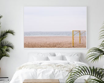 Costa Brava beach print, printable wall art, Spain landscape, soccer gate poster, digital prints, minimalist wall decor, photography, beige