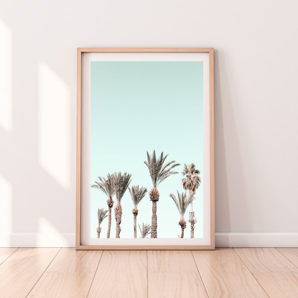 Palm trees print, printable wall art, Tel Aviv Israel landscape, original digital wall prints picture, sky poster, summer photography, decor