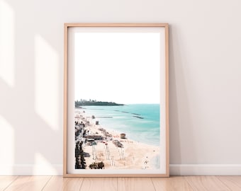 Beach print, printable wall art, Tel Aviv Israel landscape, digital wall prints picture, white sands poster, sea photography, home decor