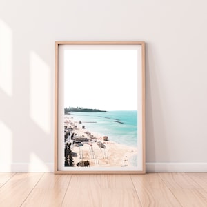 Beach print, printable wall art, Tel Aviv Israel landscape, digital wall prints picture, white sands poster, sea photography, home decor