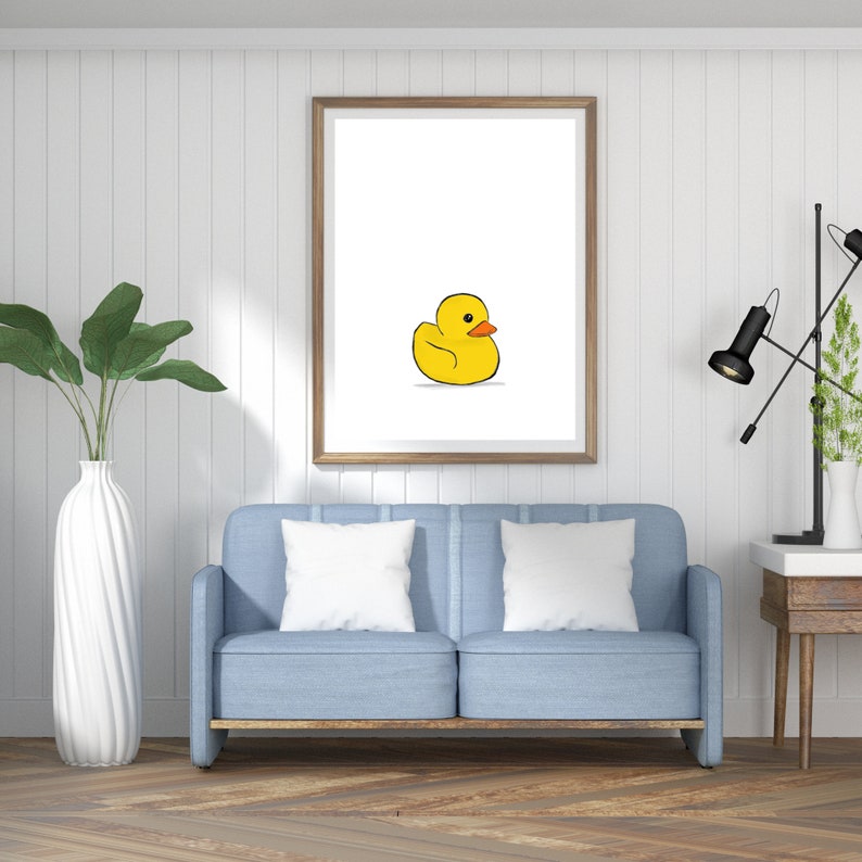 Yellow Rubber Duck Print: Sketched Nursery Decor (Digital Download) image 3